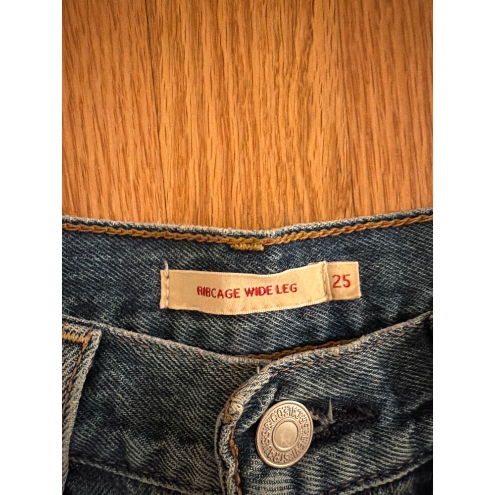 Levis Ribcage Wide Leg High Rise Blue Denim Jeans W25 L32 A6081-0022 - Picture 2 of 7